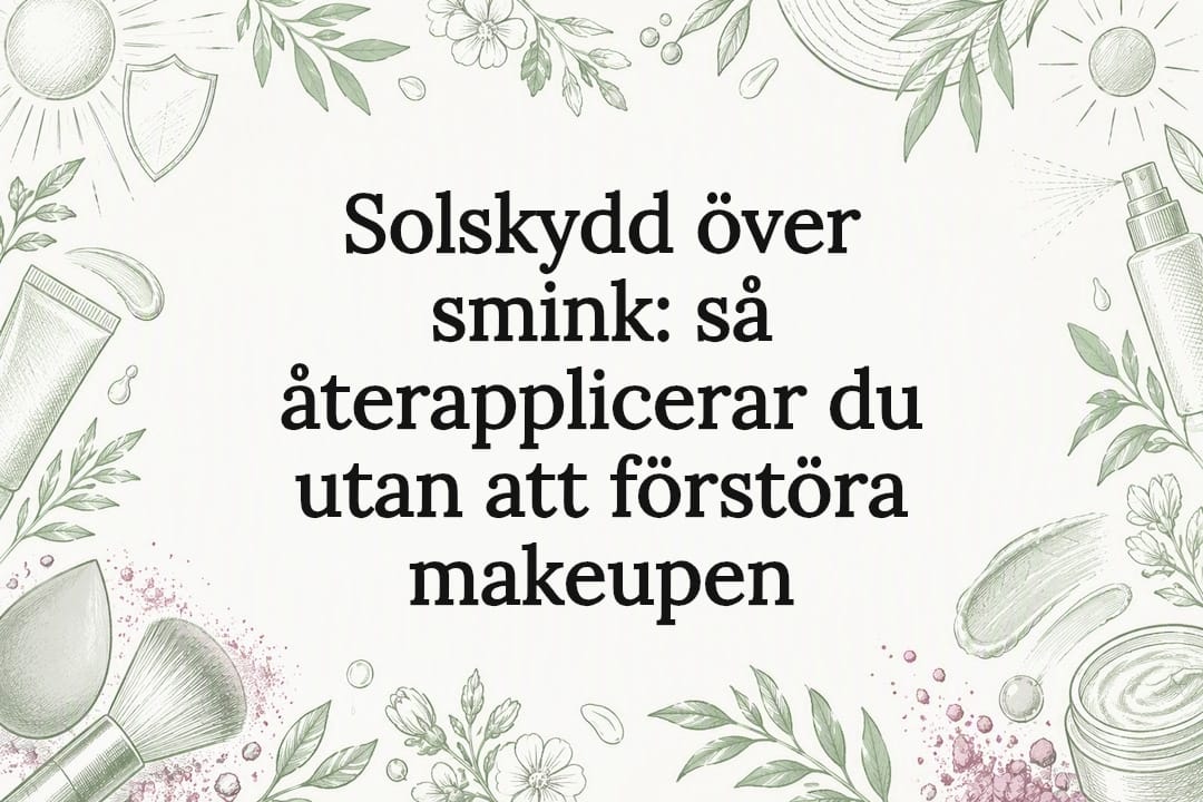 Dekorativ omslagsbild med solskydd och sminkdetaljer