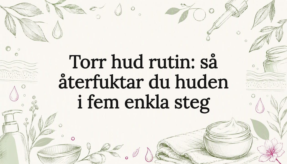 Titelkort med skisser av hudvårdsdetaljer