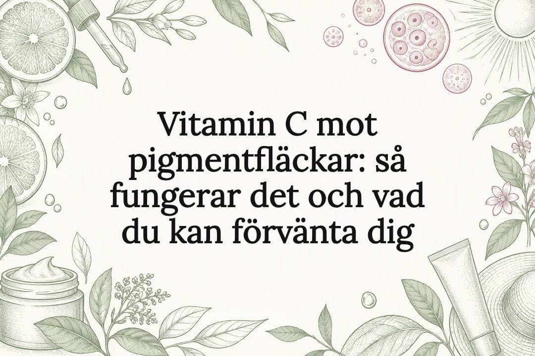 Dekorativ omslagsbild med C-vitamin och hudvård